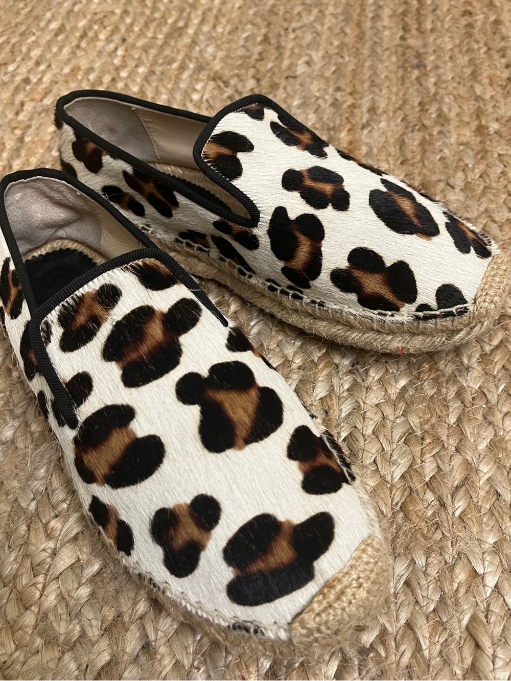 Sz 7 Elyse Walker Los Angeles White Leopard Calfhair Dee Espadrilles 37
